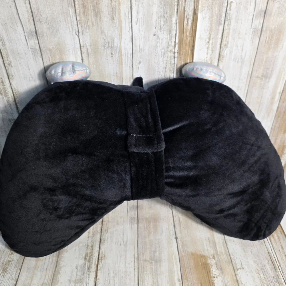 Your Zone Black Plush Video Game Controller Decorative Pillow Holographic Silver